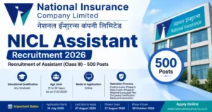 NICL Assistant Recruitment 2026 – 500 Posts, Selection Process, Exam Pattern and Syllabus